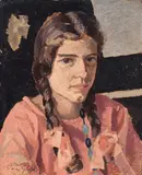 Paulo Ghiglia, Ritratto di Viola Papini, oil on cardboard