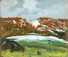 Angelo Rescalli, Baita in Val di Susa, oil on panel