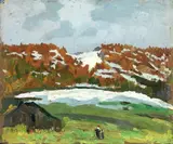 Angelo Rescalli, Baita in Val di Susa, oil on panel