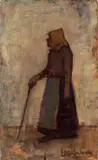 Luigi Michelacci, Vecchia popolana, oil on cardboard