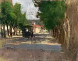 Viale alberato by Raffaello Sorbi, oil on panel, offered Apr 2013