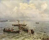 Pescatori a Mergellina by Attilio Pratella, oil on canvas, offered Apr 2013