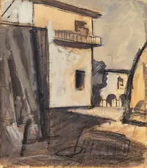 Paesaggio con case by Mario Sironi, Tempera, offered Dec 2012