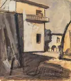 Paesaggio con case by Mario Sironi, Tempera, offered Dec 2012