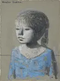 Xavier Bueno, Bambina, oil and mixed media on canvas
