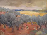 La raccolta delle olive by Mino Maccari, oil on canvas, offered Dec 2012