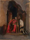 Confessionale by Mario Sironi, tempera on paper applicata on canvas, offered Dec 2012