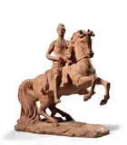 Giorgio de Chirico, Cavallo e cavaliere con berretto frigio, Scultura in terracotta