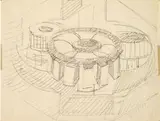 Giacomo Balla, Studio di ingranaggi, 1916, pencil on paper