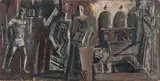 Venezia. L'Italia e gli studi by Mario Sironi, 1935, tempera on paper applicata on canvas, offered Dec 2012