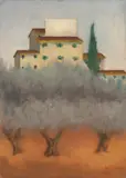 Paesaggio con alberi e case by Ottone Rosai, 1956, oil on canvas, offered Dec 2012