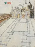 Franco Gentilini, San Marco, 1968, oil on canvas sabbiata
