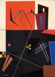 Atanasio Soldati, A destra in alto (L'Uccello azzurro), 1948, oil on canvas