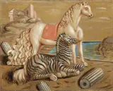 Cavallo e zebra in riva al mare by Giorgio de Chirico, 1930, oil on canvas, offered Dec 2012