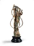Arman, Ofelia, scultura in bronze dorato on base in marble
