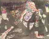 Lamberto Pignotti, Le parole ferme muoiono subito, mixed media on paper