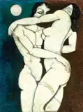 Bruno Landi, Amanti, 1996, oil on canvas