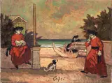 Nino Caffè, Pretini, oil on canvas
