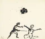 Enrico Baj, Figure, watercolour on paper