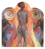 Bruno Ceccobelli, Costruita nella terra, 1995, mixed media on cardboard