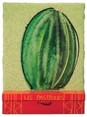 Les pastéques by Aldo Mondino, 2003, oil and assemblaggio on linoleum, offered Dec 2012
