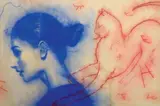 Omar Galliani, Blu oltremare, mixed media on panel
