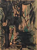 Angelo Savelli, Cantiere, 1949, oil on paper applicata on canvas