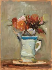 Vaso di fiori by Mario Marcucci, 1964, oil on paper applicata on canvas, offered Oct 2012