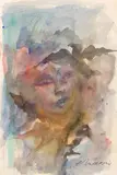 Mino Maccari, Volto, watercolour on paper