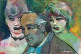 Tre personaggi by Mino Maccari, oil on canvas board, offered Oct 2012