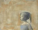Xavier Bueno, Ragazza, 1967, oil on canvas tesa on panel