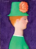 Donnina con cappello dell'800 (d'apres Seurat) by Antonio Bueno, oil on panel, offered Oct 2012