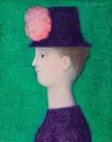 Donnina con cappello dell'800 (d'apres Seurat) by Antonio Bueno, oil on faesite, offered Oct 2012