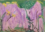 Raffaello Arcangelo Salimbeni, Glicini, 1946, oil on cardboard applicato on compensato