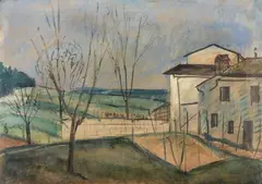 Antonio Berti, Paesaggio, 1932, oil on cardboard