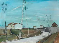 Antonio Berti, Paesaggio, 1932, oil on cardboard