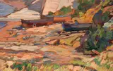 Barche by Gino Romiti, oil on panel, offered Oct 2012