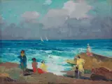 Mattino al mare by Renato Natali, oil on faesite, offered Oct 2012