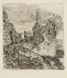 Rovine del Castello di Vincigliata by Giovanni Fattori, etching on zinco, offered Oct 2012
