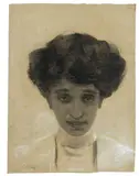 Carlo Corsi, Ritratto di Bianca, 1908, mixed media on paper applicata on panel