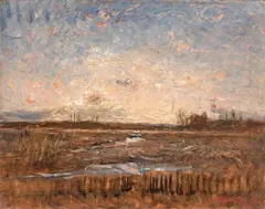 François-Auguste Ravier, Paesaggio, oil on panel
