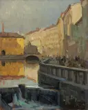 Antonio Piatti, Naviglio a S. Marco con la conca di Leonardo