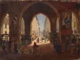 Angelo Inganni, La Contrada Nuova di Monza, 1850, oil on canvas