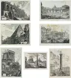 Giovan Battista Piranesi, Lotto di sette incisioni raffiguranti vedute di Roma, etching on paper