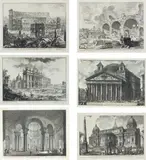 Giovan Battista Piranesi, Lotto di sei incisioni raffiguranti vedute di Roma, etching on paper