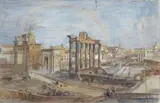 Veduta del Foro romano by Vincenzo Marchi, tempera on paper, offered Oct 2012