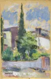 Poggio a Caiano by Ardengo Soffici, 1949, oil on paper applicata on cardboard, offered May 2012