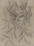 Roberto Marcello Iras Baldessari, Scomposizione di testa, 1916, pencil and gessetto bianco on paper