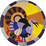 Fortunato Depero, Tacchino (Studio-colore per arazzo), 1937, tempera on panel