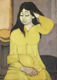 Domenico Cantatore, Figura femminile, 1958, oil on cardboard pressato